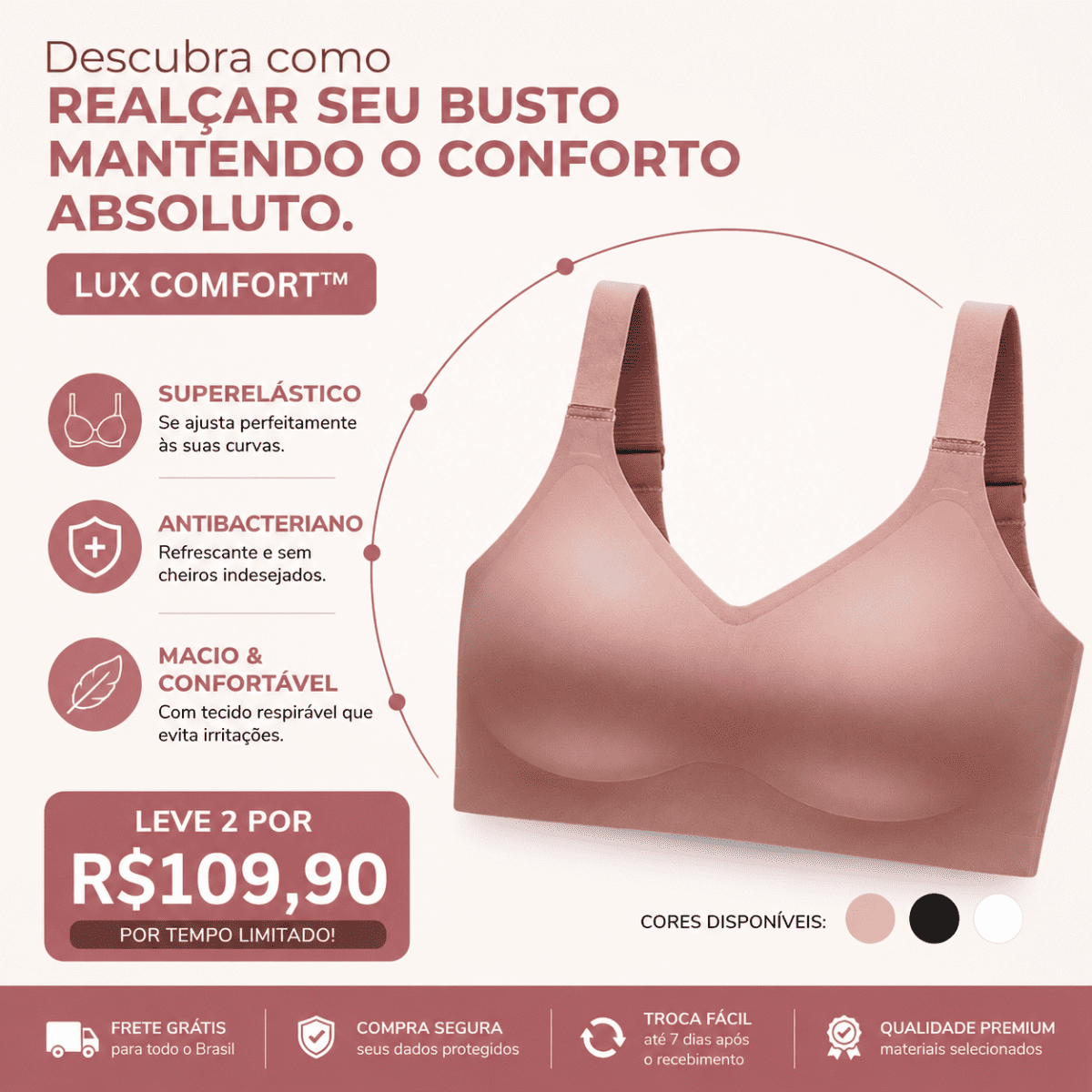 Sutiã Lux Comfort Sem Costura - Sustentação e Modelagem Perfeita [Compre 1 & Leve 2] + BRINDES Position 2