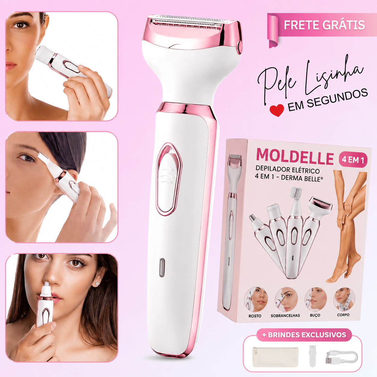 Depilador Elétrico 4 em 1 - Moldelle® + Brindes